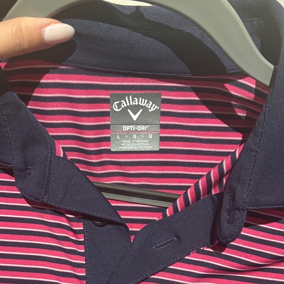 Callaway Striped Polo Shirt - Pink and Navy - Picture 2 of 5
